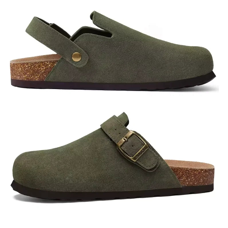 Mule Sabot en Daim Avec Semelle Anatomique en Liège